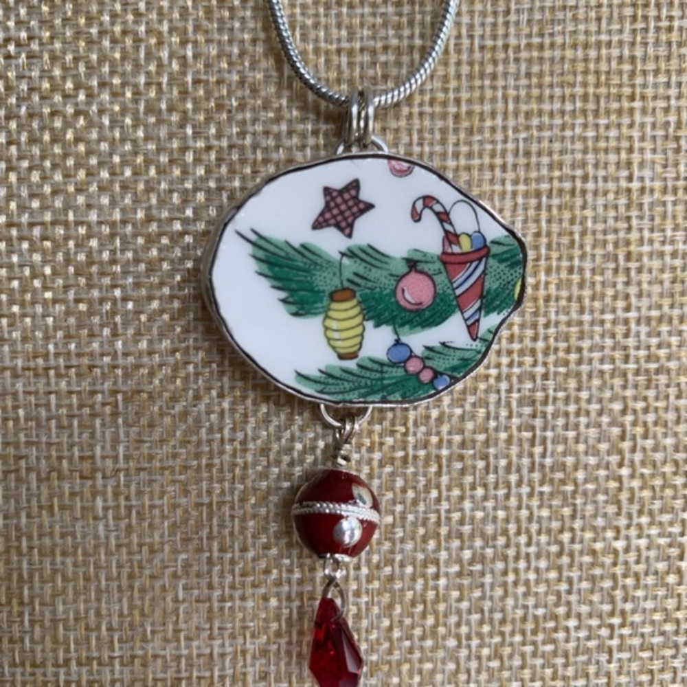 Broken china sterling pendant. One of a kind holiday treat. NWT